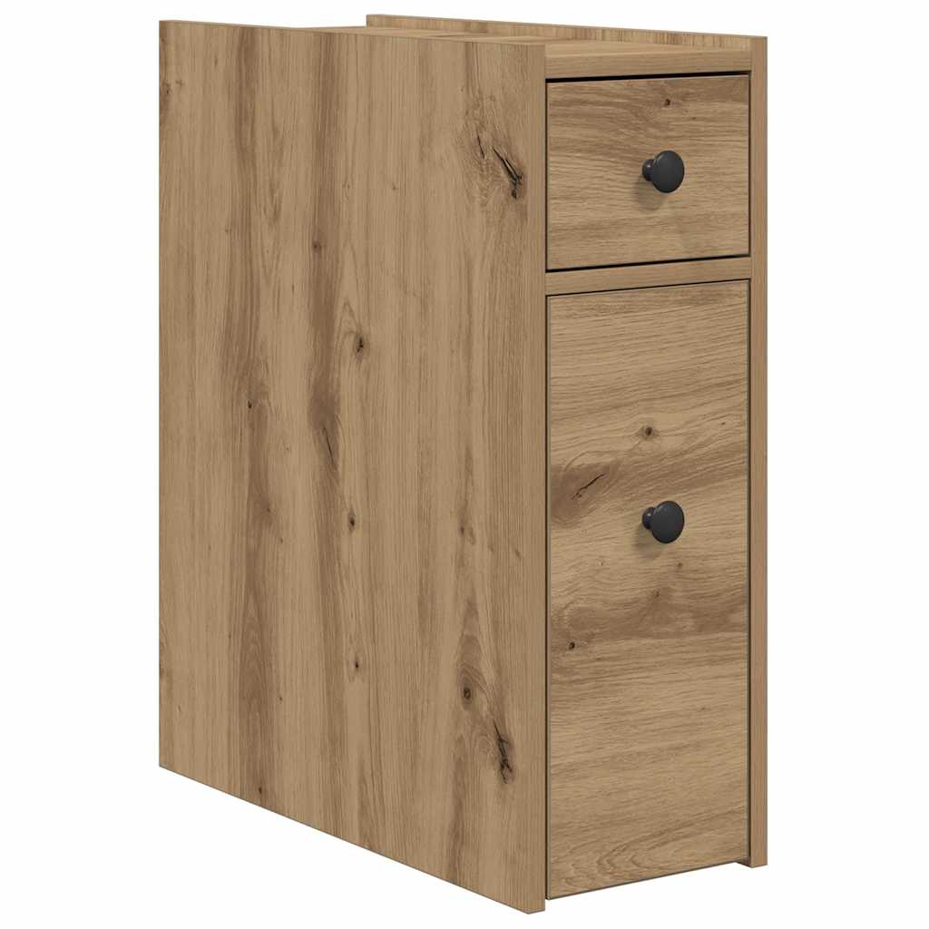 Narrow Bathroom Cupboard with Wheels Artisian Oak Engineered Wood
